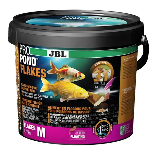 Nourriture poissons, flocons multi-espèces, JBL BASSIN ProPond Flakes M - 0,72kg/5,5L