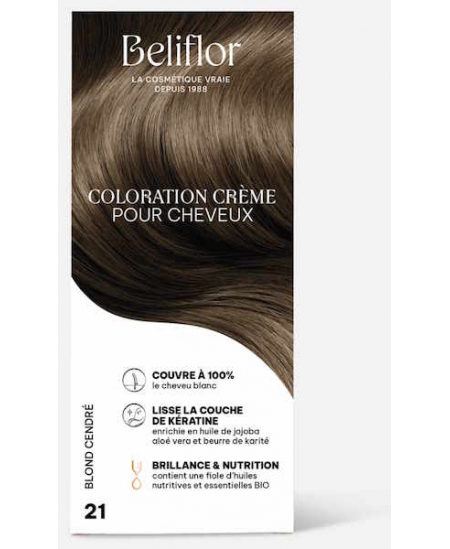 Beliflor Coloration Crème pour Cheveux 21 Blond Cendré
