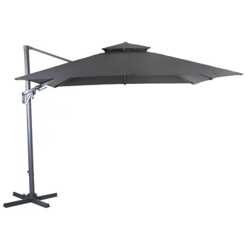 Parasol déporté carré en aluminium coloris gris - 300 x 300 cm