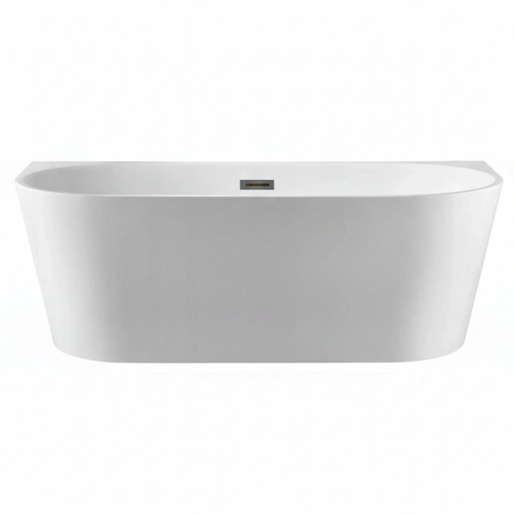 BALNEO – baignoire îlot adossée 150 × 75 cm VIVA avec cache trop, plein et bonde anthracite
