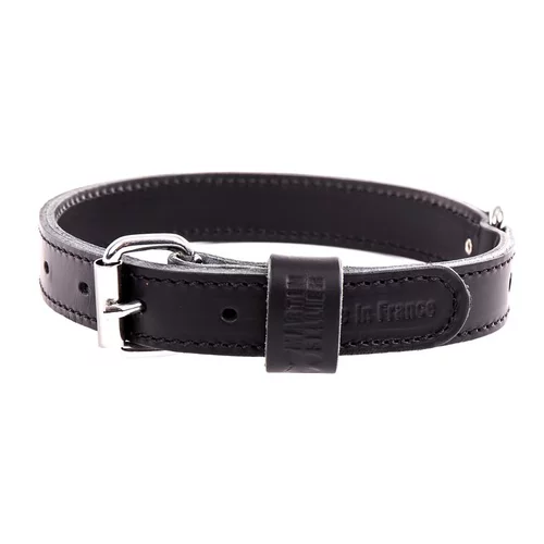 Collier en cuir double épaisseur pour chien coloris noir - 65 cm