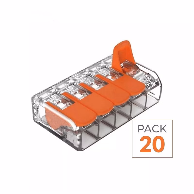 Borne de raccordement à levier 5 entrées – Pack de 20, SILAMP