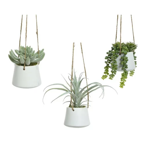 Succulente artificielle verte à suspendre pot blanc - Ø 30 cm
