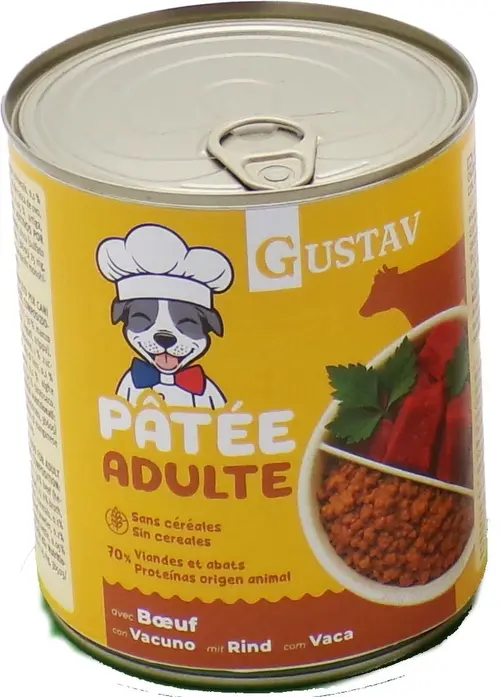 Pâtée pour chien adulte au bœuf sans céréales complète Bubimex Gustav - 800 g