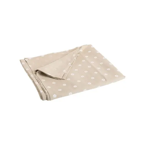 Nappe en coton et lin naturel à marguerites blanches - 250 x 150 cm