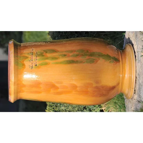Jarre à huile flammée en terre cuite émaillée H 71 x Ø 40 cm