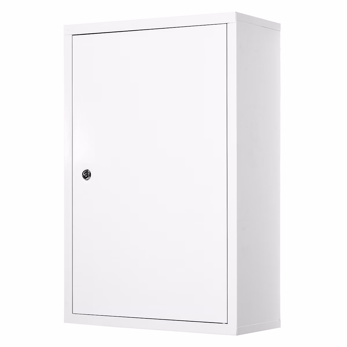 Meuble de salle de bains – Armoire à pharmacie 2 étagères 3 niveaux verrouillable dim. 40L x 18l x 60H cm 2 clés métal blanc