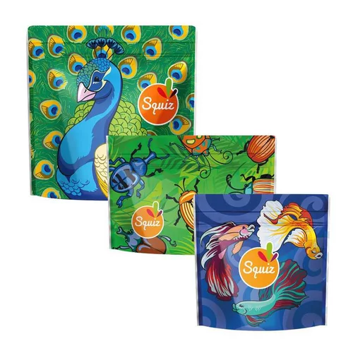 Lot de 3 sacs à goûter les flamboyants Bio Gourmand Squiz - taille S, M et L