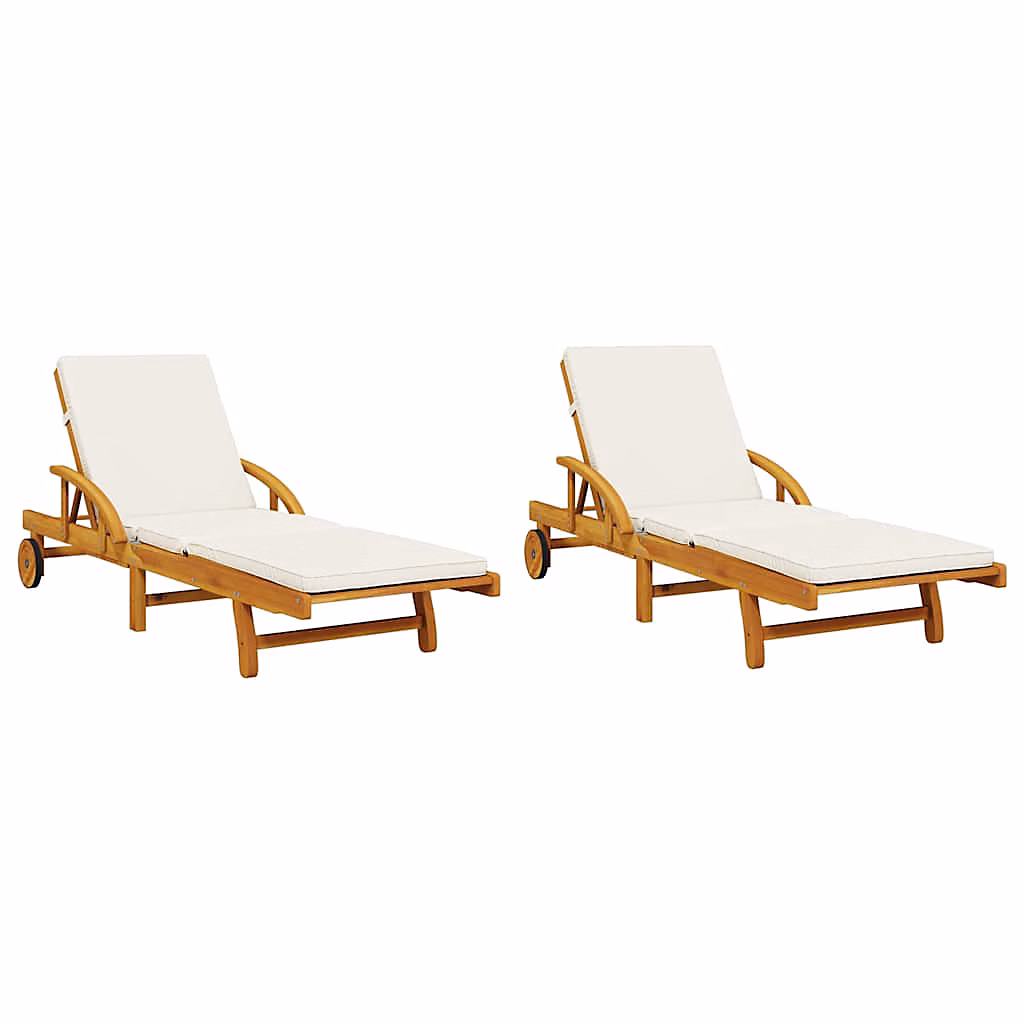 Chaises longues avec coussins 200 × 68 × 83 cm bois acacia vidaXL – lot de 2