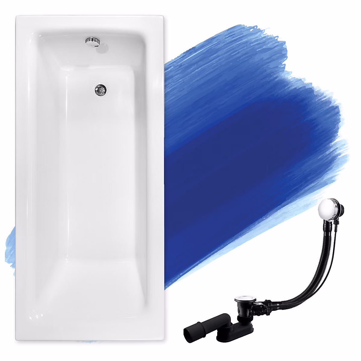Baignoire rectangulaire 110 x 70 TALIA acrylique blanc – sans Habillage + Pieds + Vidage à chromé