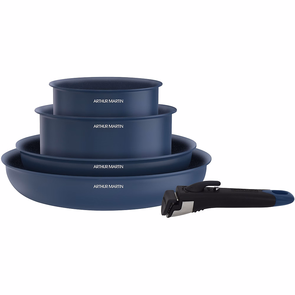 Batterie de cuisine | Tous feux dont induction – ARTHUR MARTIN – AM8896 – Aluminium revetement céramique – 5 pieces – Bleu