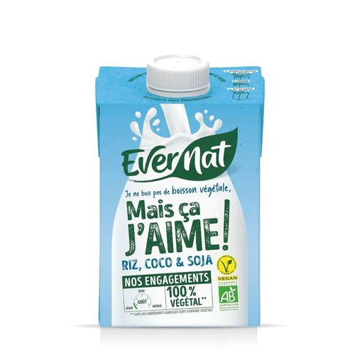 Boisson végétale riz coco et soja bio Mais ça j'aime Evernat- 50 cl