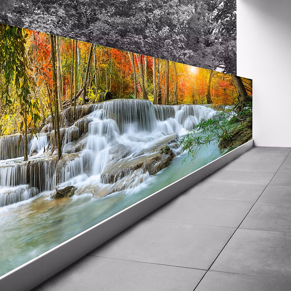 Brise vue Trompe l'oeil | 120 × 300 cm – Cascades 3617689695792