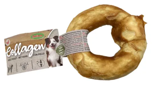 Friandise à mâcher pour chien en vrac donut de collagène au poulet Bubimex – Ø 10 cm – Prix à la pièce