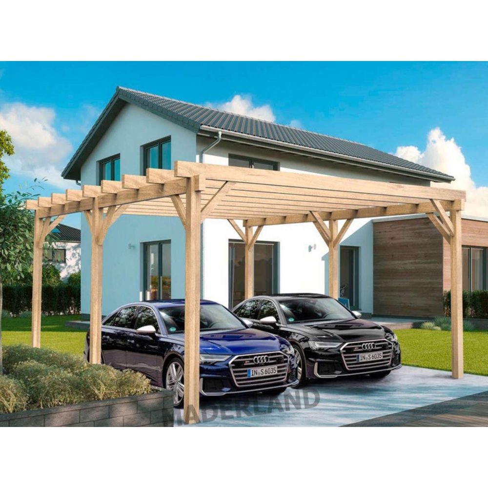 JARDIDECO Carport en bois lamellé-collé nîmes 500 x 400 cm - maderland