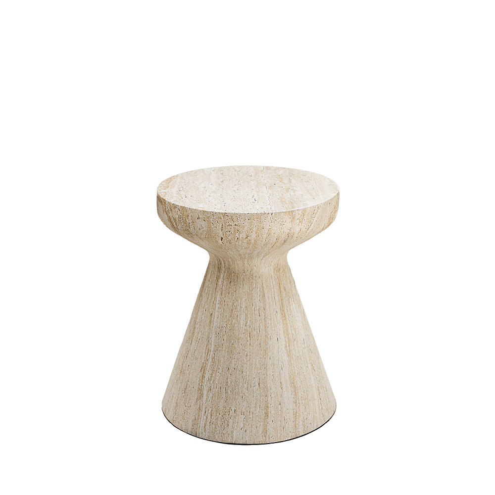 Danli – Tabouret effet travertin H45cm, Beige