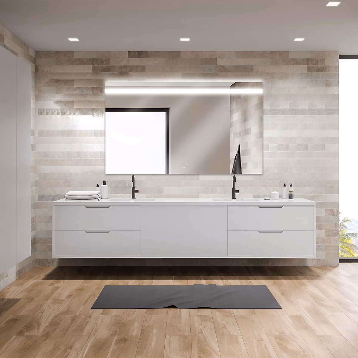 Miroir de salle de bains lumineux LED L.120 x H.70 cm – argenté | MPGlass Kelme