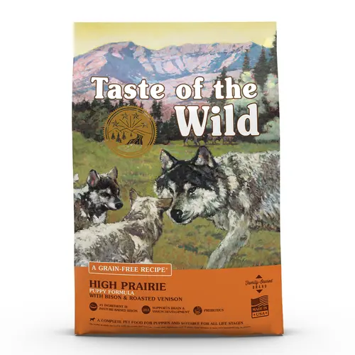 Croquettes pour chiot sans céréales bison et gibier rôti Taste of the Wild High Prairie - 12,2 kg