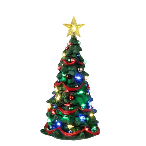Sapin lumineux multicolore pour village de Noël Lemax
