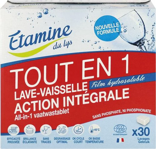 Tablettes lave vaisselle tout en 1 action intégrale bio Etamine du Lys - 30 doses