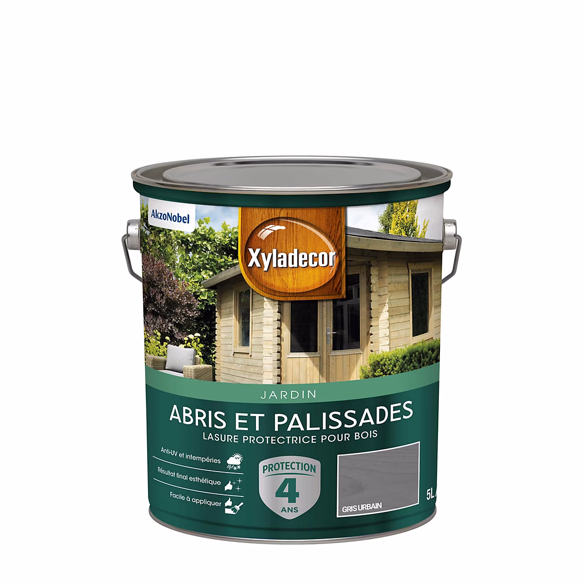 Peinture extérieure – Lasure bois extérieur abris et palissades gris mat Xyladecor 5 L