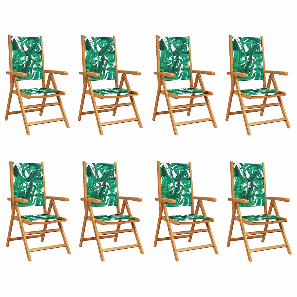 Fauteuils pliants inclinables – 8 pièces, tissu vert et bois massif vidaXL
