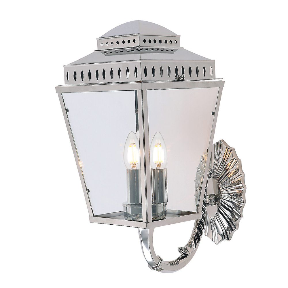 Elstead Mansion House – Lanterne murale extérieure à 3 ampoules, nickel poli IP44, E14