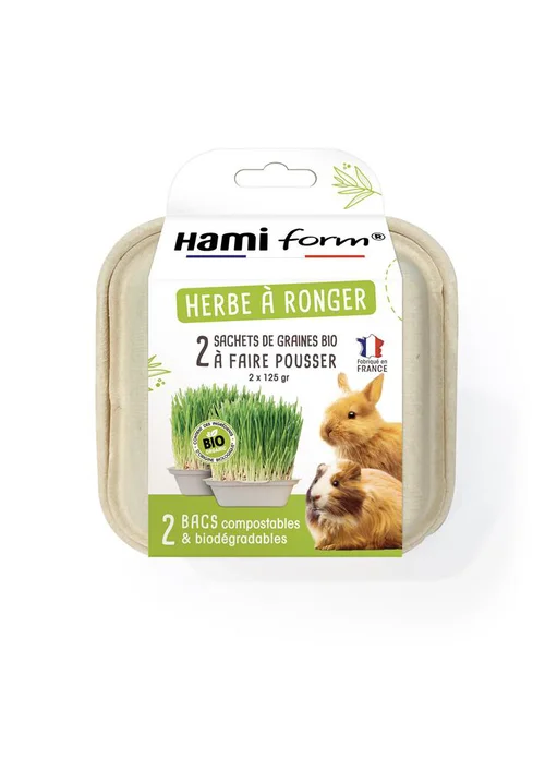 Herbe à ronger pour lapin et cochon d'Inde Graines Bio Hamiform - 2 x 125 g