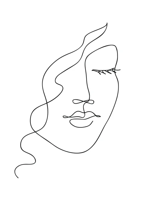 Affiche illustration noir et blanc Aquarupella Visage - 30 x 40 cm