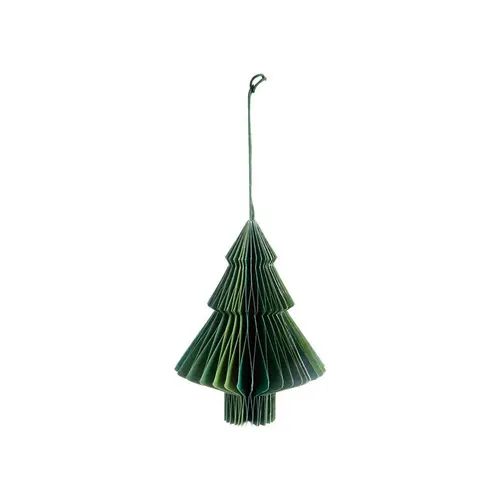 Décoration à suspendre sapin en papier vert - 10 cm