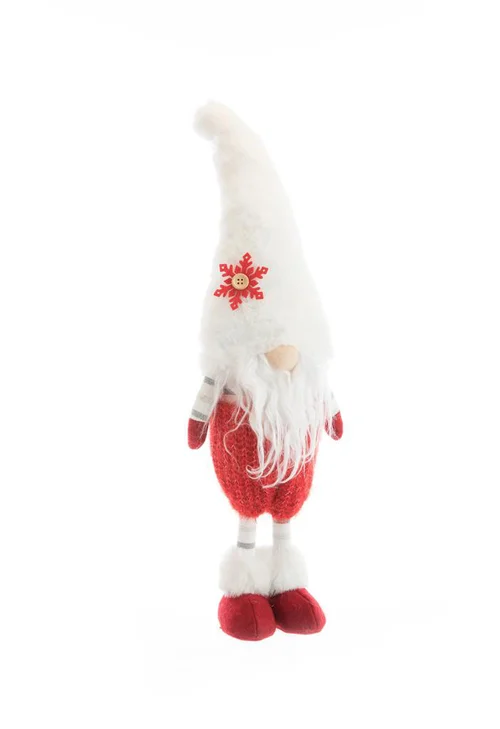 Gnome debout en tissu avec bonnet à petit flocon - 18 x 12 x 57 cm