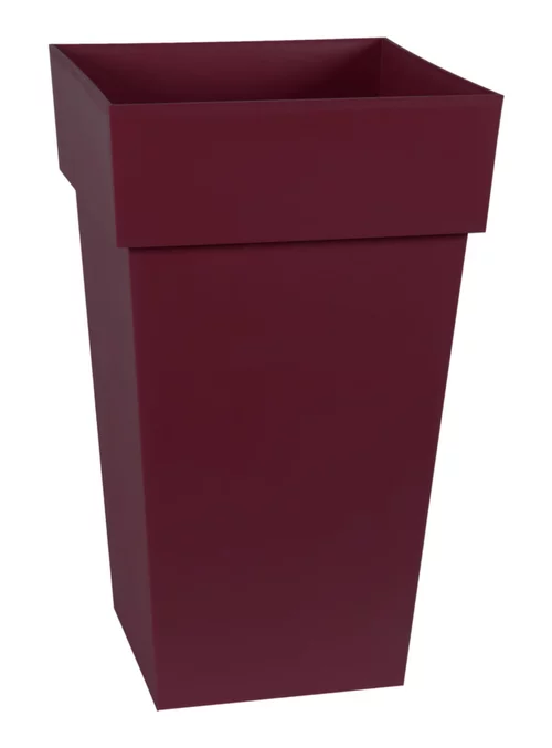 Pot haut carré en plastique rouge Bourgogne Eda Toscane 62 L - 40 x 39 x 65 cm