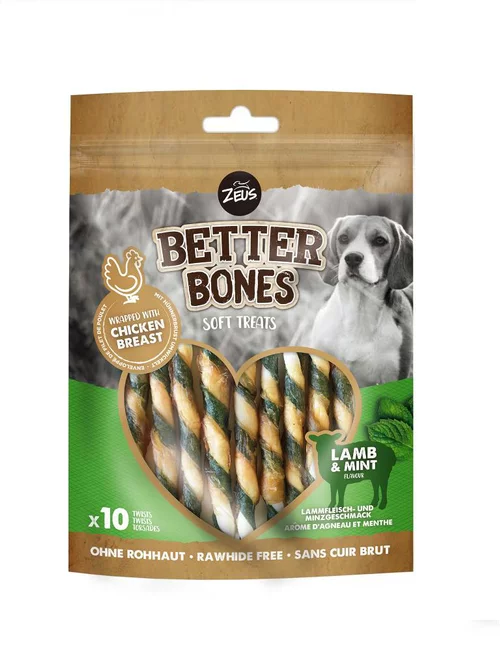 Os à mâcher pour chien agneau et menthe Zeus Better Bones WrapTwist - x 10