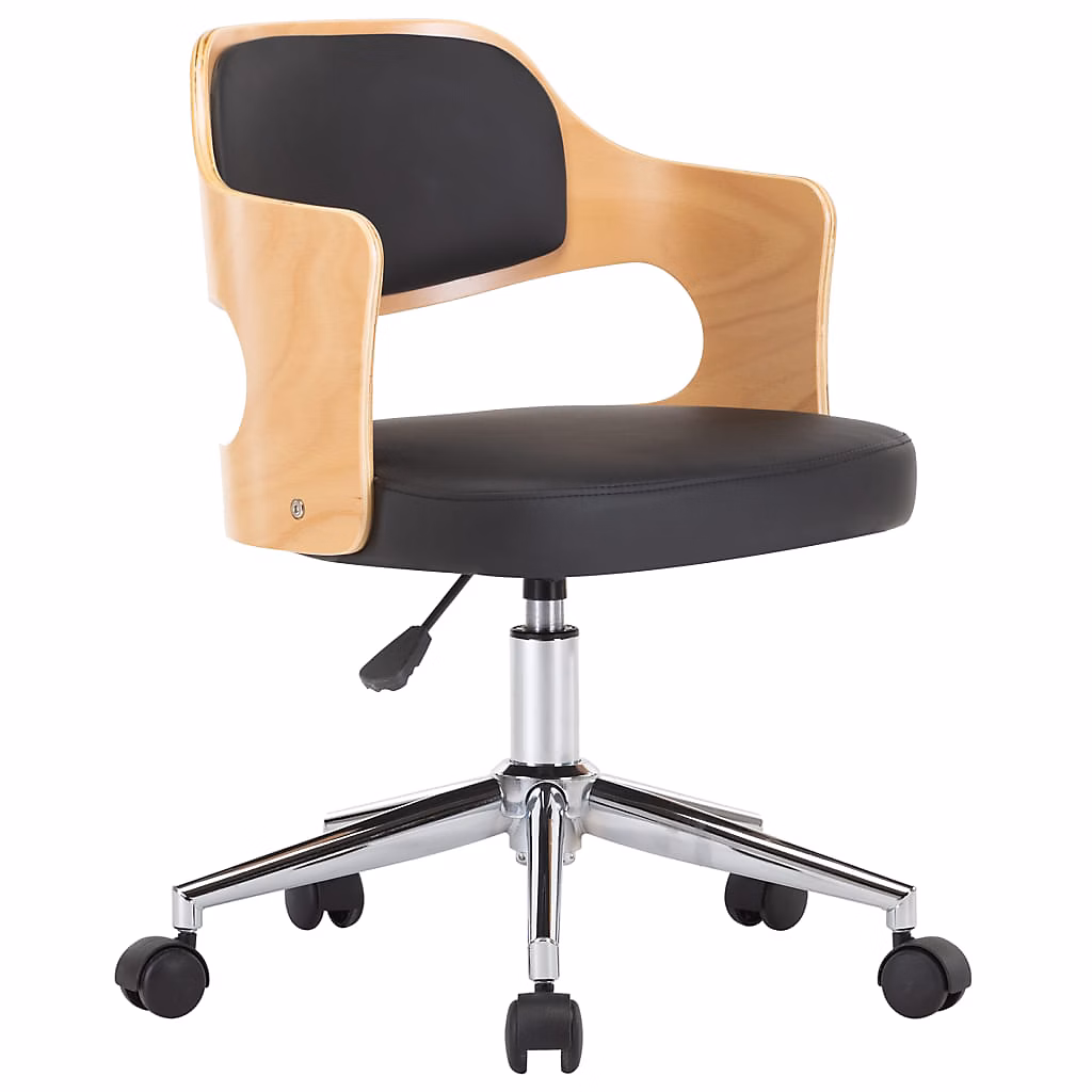 Chaise pivotante de bureau Noir Bois courbé et similicuir vidaXL – Réf. TRGMUOUQC1884816696