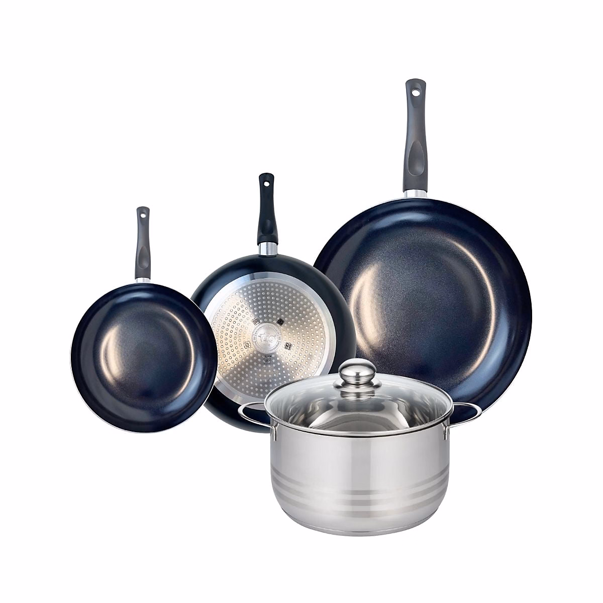 Ensemble de 3 Poêles de cuisson 20 – 24 et 32 cm et 1 faitout 24 cm Elo Prima Brillant