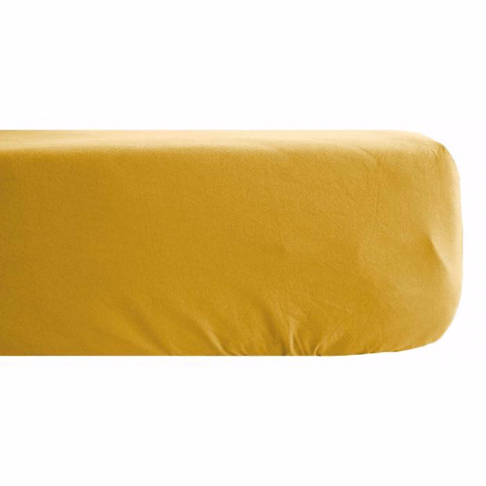 Drap housse Palace pur coton teint lavé 63 fils/cm² Vent du sud | 140x190 – Palace Curry