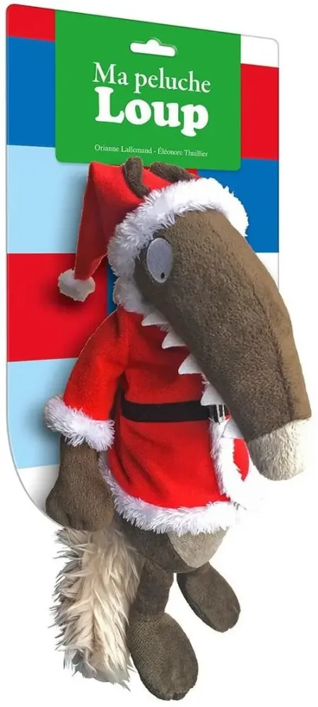 Peluche Loup habillée en père Noël Auzou