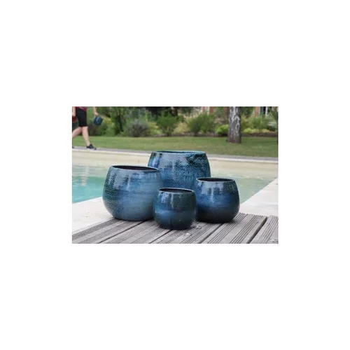 Pot Cancale de 8 L en terre émaillée bleu Ø 21 x 21 cm