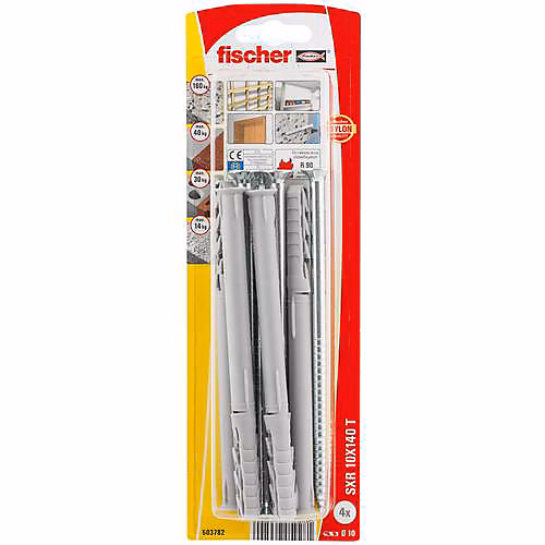 Fischer SXR 10 × 140 T Cheville à tige longue nylon avec vis prémontée 1 set.