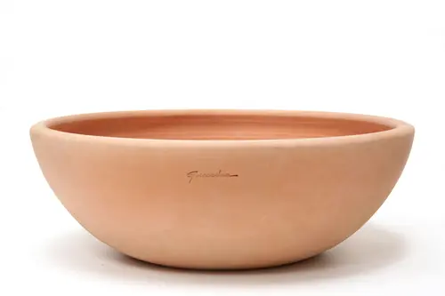 Coupe basse coloris rose en terre cuite - Ø 50 x 18 cm