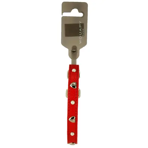 Collier pour chat en simili cuir python coloris rouge original avec motifs Wouapy - Taille unique
