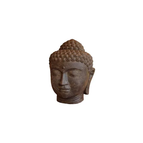 Statue tête de Bouddha en pierre reconstituée coloris noir 50 cm