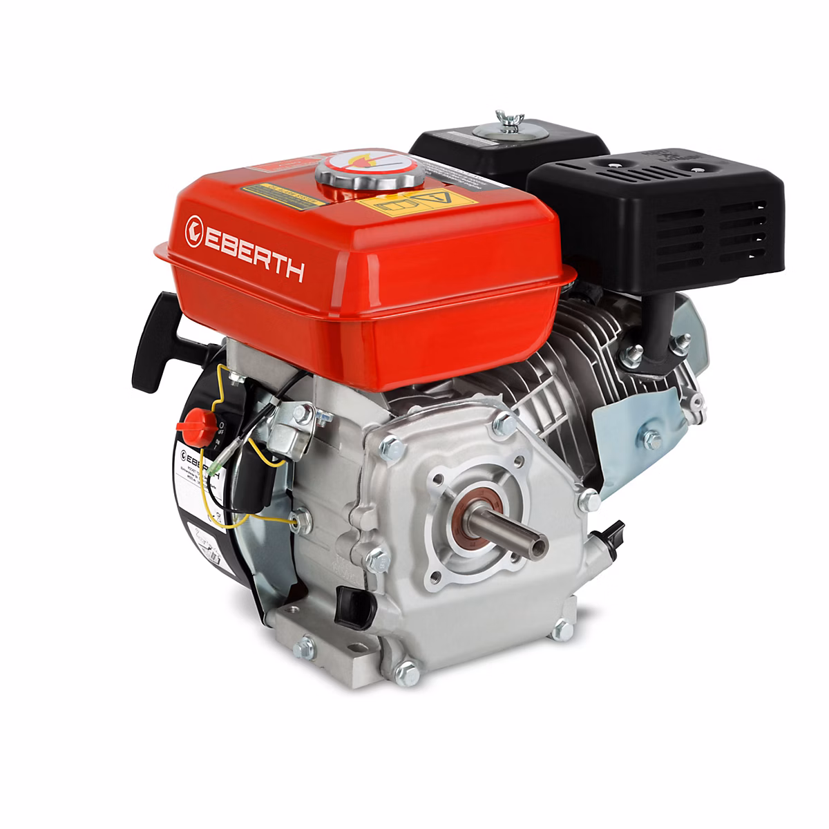 EBERTH 6 – 5 CV Moteur à essence pour motoculteur thermique arbre 20 mm, sécurité niveau d'huile, 4 temps, 1 cylindre, 196 cc