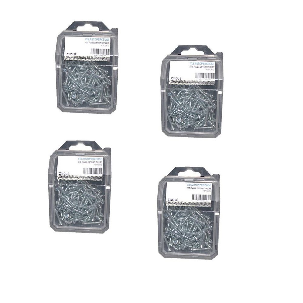 4 Coques de 100 Vis Autoperceuses Tête Fraisée 4.8 × 38 mm – DIN 7504 O, Zingué blanc, D-Work
