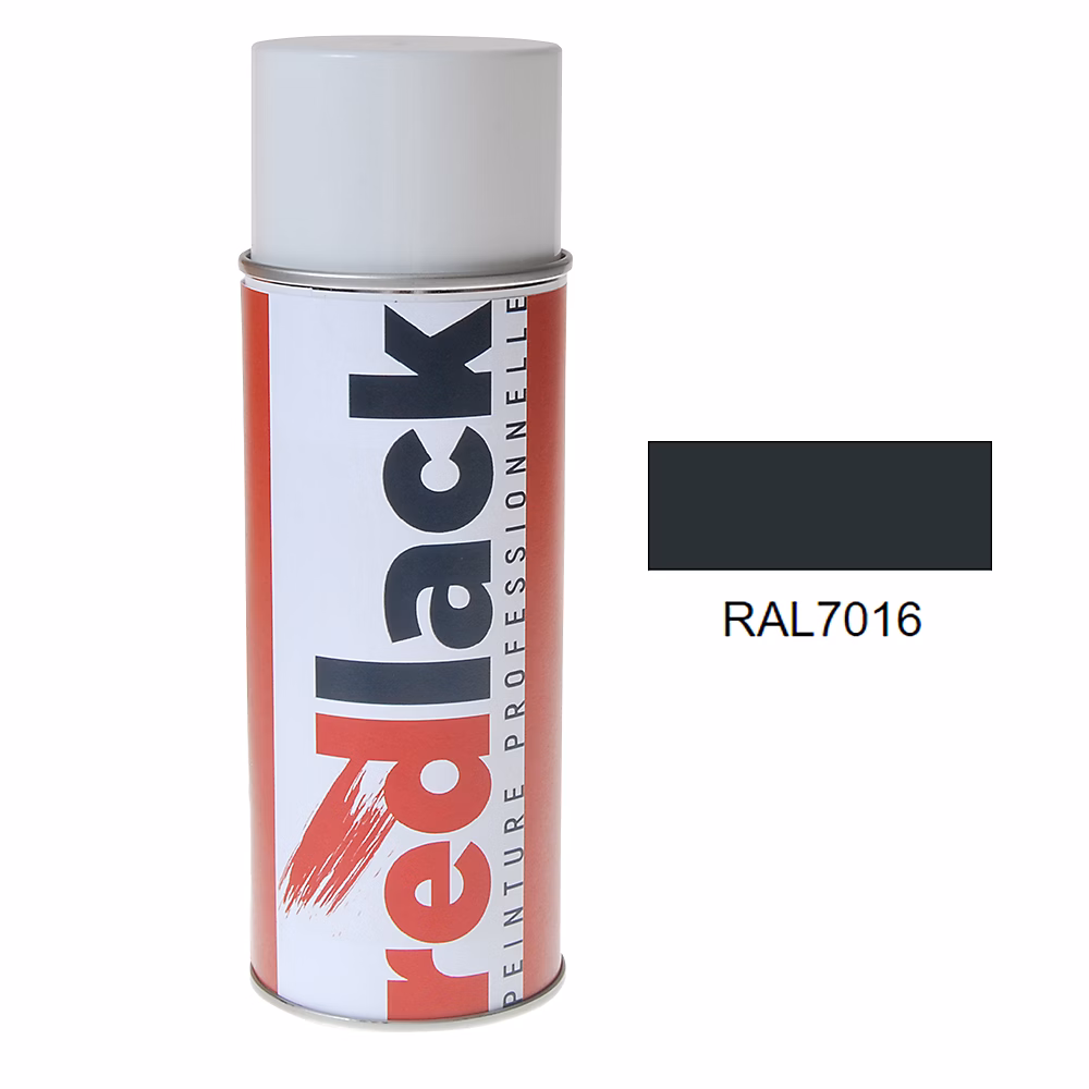 Bombe de peinture Aérosol – spray | 400ml | RAL 7016 Gris anthracite | Brillant | multisupport | Redlack | RAL7016