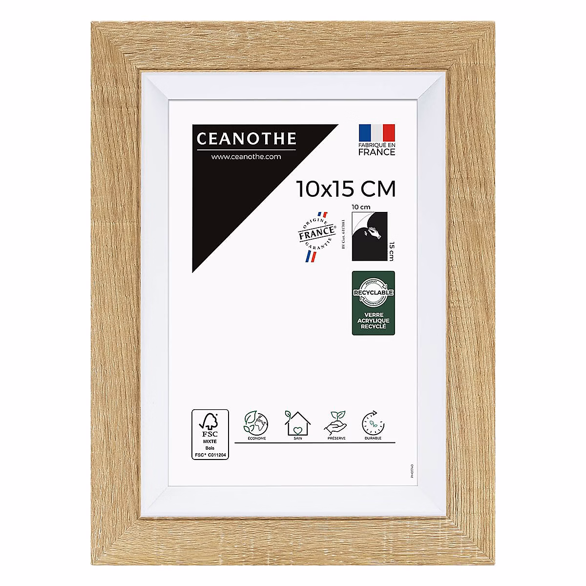 Cadre photo actual bois blanc 10 × 15 cm Fabriqué en France