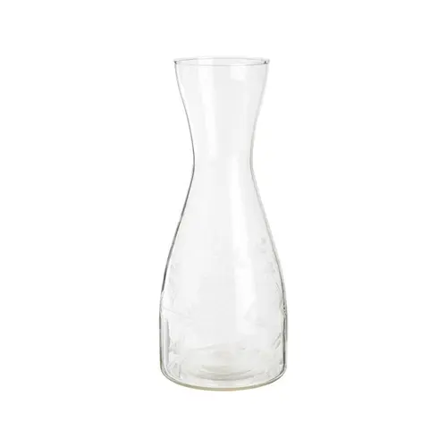 Carafe en verre transparent à fleurs gravées - Ø 10 x H 25,5 cm