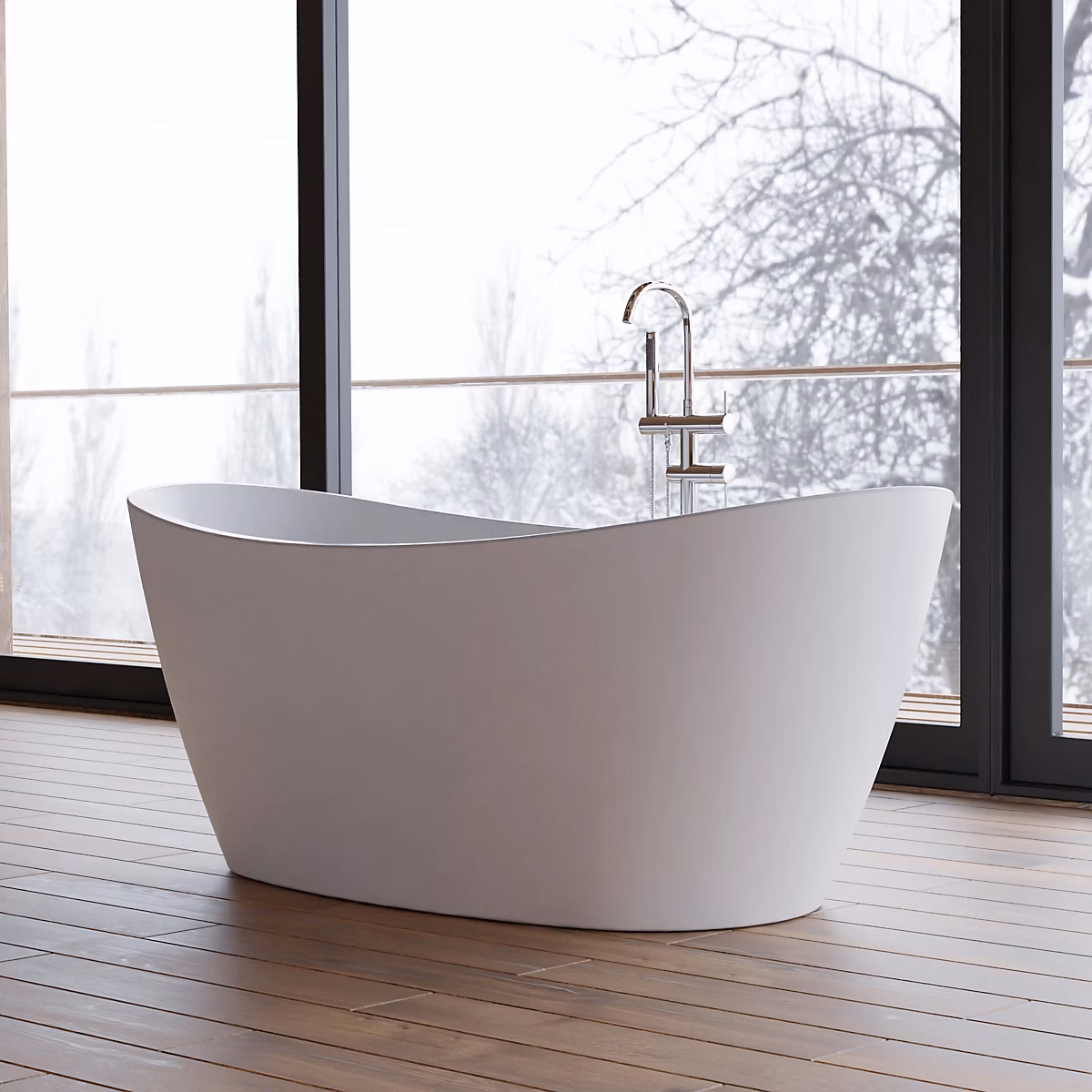 Baignoire îlot Ovale Neroon 2.0 150 Blanche 150 × 75 × 67cm – By Spalina