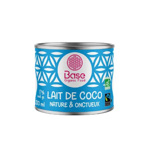 Lait de coco nature équitable 17% mg bio Base organic food - 200 ml