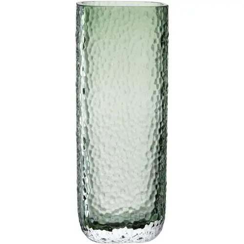 Vase en verre martelé vert Leonardo Martello - 8 x 10 x 27 cm